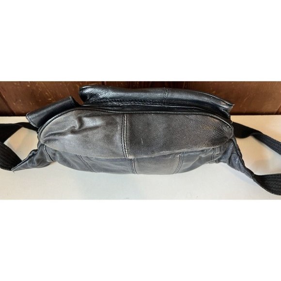 Fanny Pack Travel Waist Bag Black Leather - Picture 4 of 8